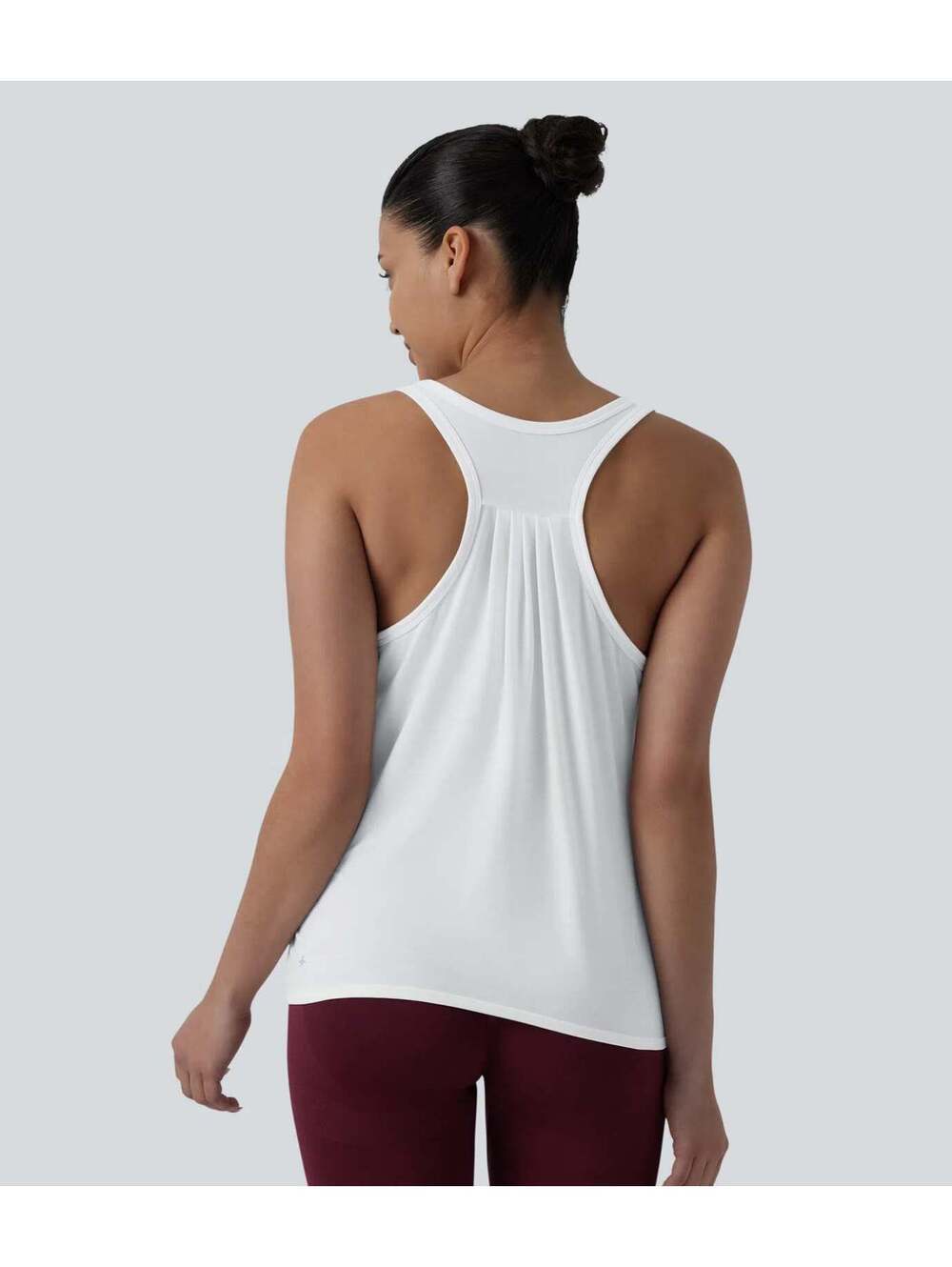 Halara Racerback Pleated Round Neck Quick Dry Yoga Tank Top White Size Large - Picture 7 of 9